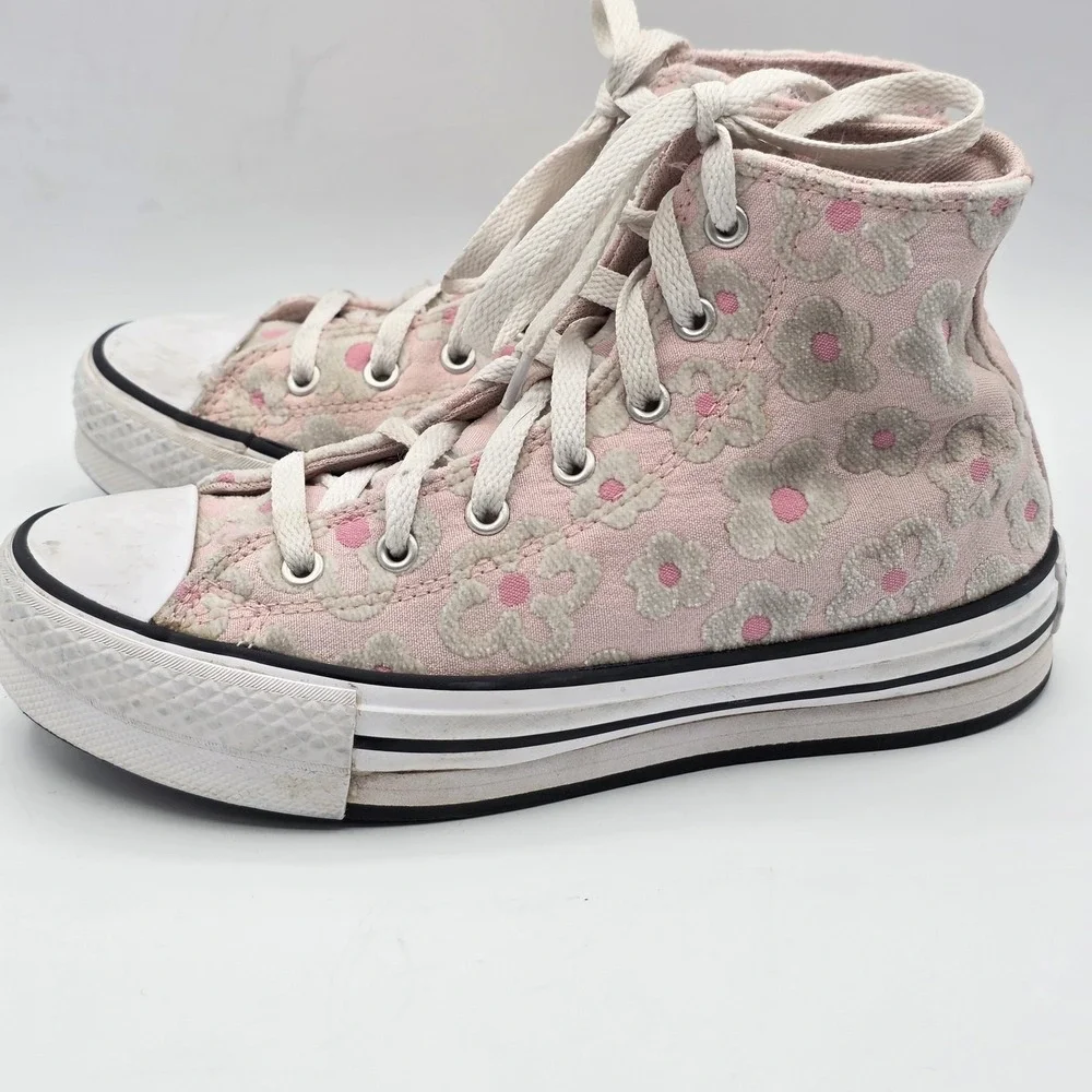 Converse Chuck Taylor All Star Shoes Kids Size 4 Pink‎ Floral High Top Sneakers